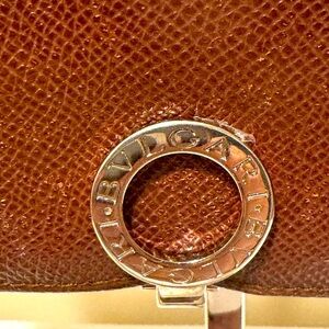BVLGARI ITALIAN CAVIAR LEATHER CONTINENTAL LONG WALLET IN BROWN LEATHER IN EUC